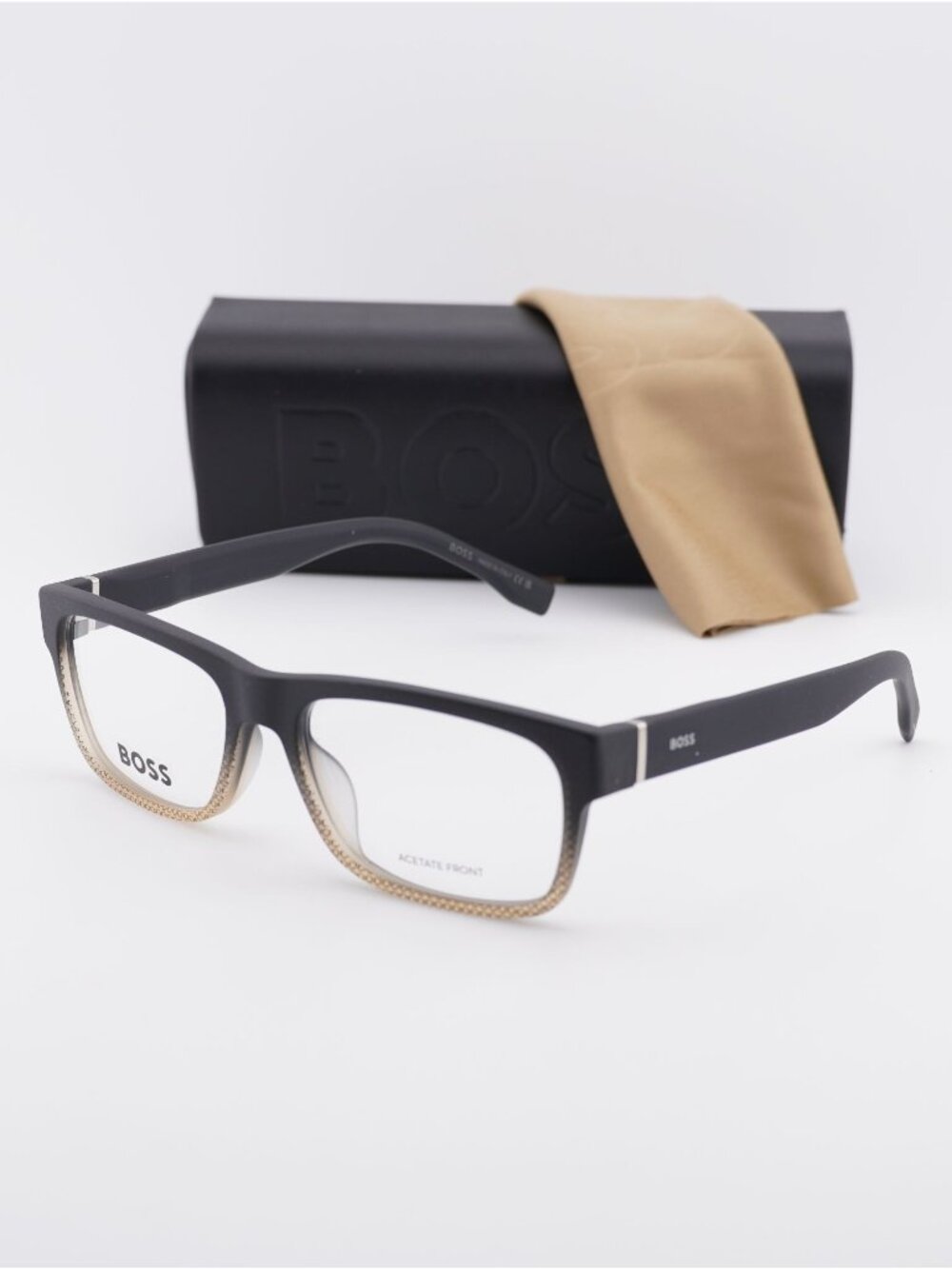 Hugo BOSS 0729/IT 0KAC 00 Rectangle Eyeglasses 54mm - Grey Texture Shaded
